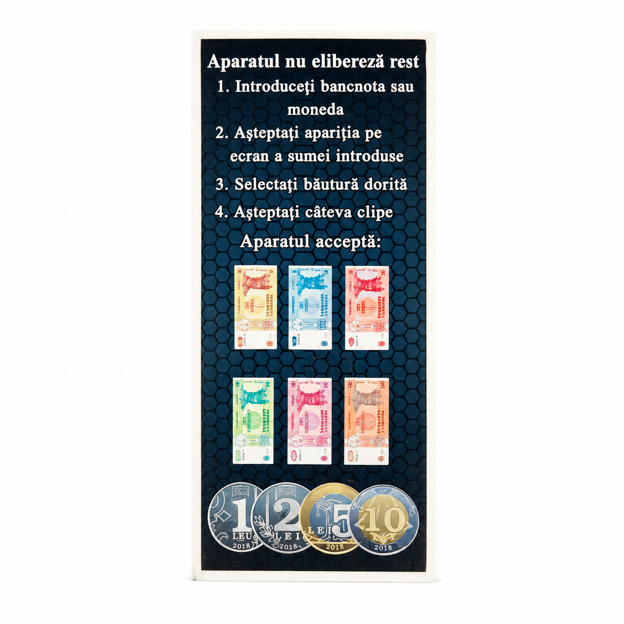 Autocolant cu instrucțiuni pentru aparat de cafea